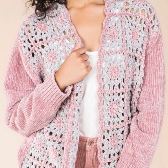 Pol Pink Floral Crochet Chenille 